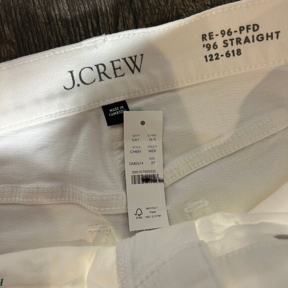 J. Crew Slim-Straight Jeans White Denim Women's Size 27 NWT CH681 - Picture 5 of 6